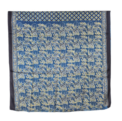 Ajrakh Modal Silk Natural Dye Hand Block Print Saree with Blouse Piece - 5.5 Mtr Length   -  SKU : SI03601T