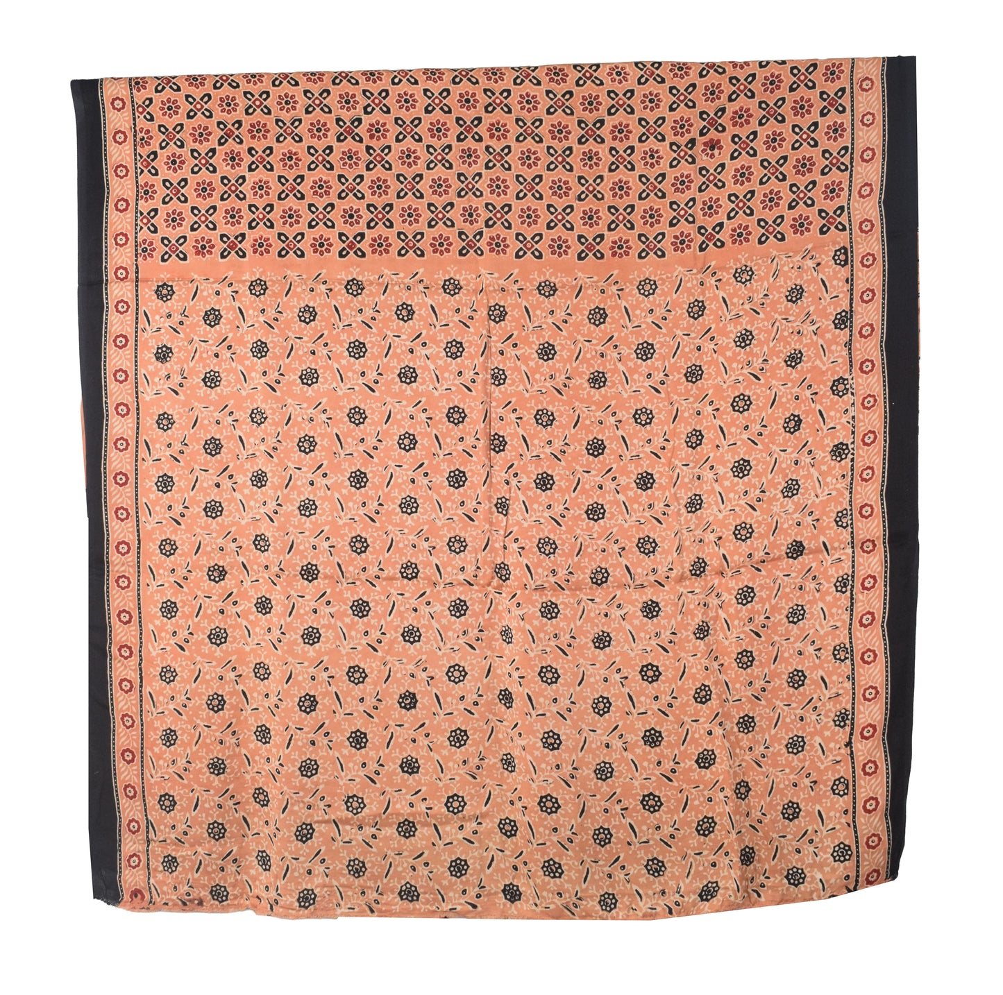 Ajrakh Modal Silk Natural Dye Hand Block Print Saree with Blouse Piece - 5.5 Mtr Length   -  SKU : MS09501E