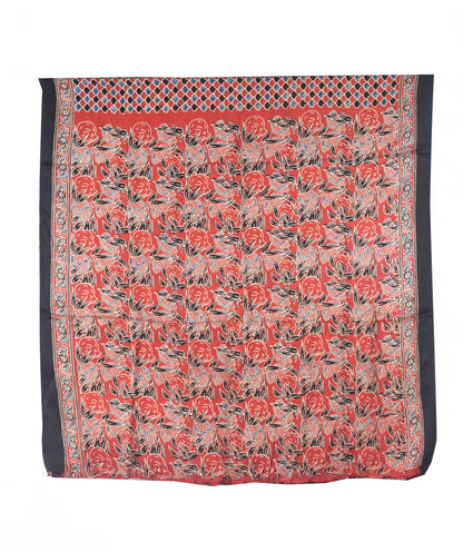 Ajrakh Modal Silk Natural Dye Hand Block Print Saree with Blouse Piece - 5.5 Mtr Length   -  SKU : SI03601K