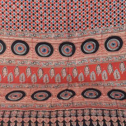 Ajrakh Modal Silk Natural Dye Hand Block Print Saree with Blouse Piece - 5.5 Mtr Length   -  SKU : SI03601K