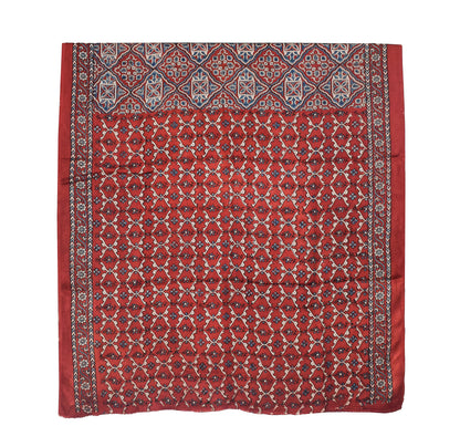 Ajrakh Modal Silk Natural Dye Hand Block Print Saree with Blouse Piece - 5.5 Mtr Length   -  SKU : AI18801D
