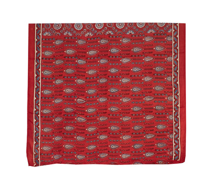 Ajrakh Modal Silk Natural Dye Hand Block Print Saree with Blouse Piece - 5.5 Mtr Length   -  SKU : AI18801N