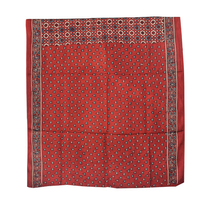 Ajrakh Modal Silk Natural Dye Hand Block Print Saree with Blouse Piece - 5.5 Mtr Length   -  SKU : AI18801S