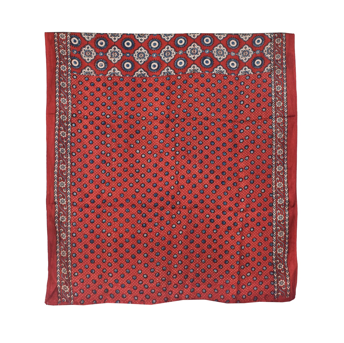 Ajrakh Modal Silk Natural Dye Hand Block Print Saree with Blouse Piece - 5.5 Mtr Length   -  SKU : AI18801X