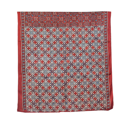 Ajrakh Modal Silk Natural Dye Hand Block Print Saree with Blouse Piece - 5.5 Mtr Length   -  SKU : AI1880AR