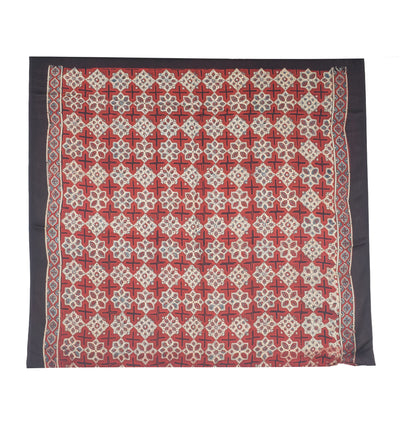 Ajrakh Modal Silk Natural Dye Hand Block Print Saree with Blouse Piece - 5.5 Mtr Length    -  SKU : AI27A01O