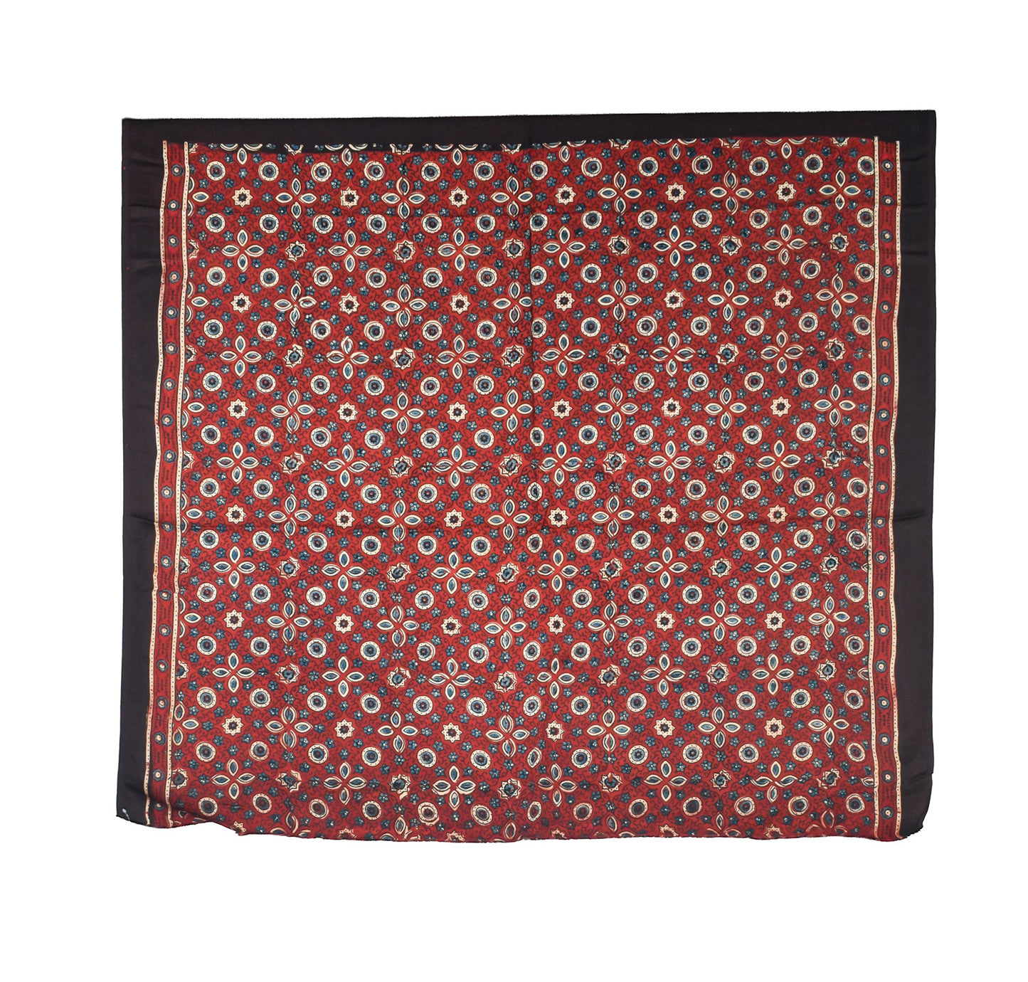 Ajrakh Modal Silk Natural Dye Hand Block Print Saree with Blouse Piece - 5.5 Mtr Length    -  SKU : AI27A01P