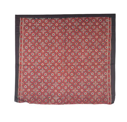 Ajrakh Modal Silk Natural Dye Hand Block Print Saree with Blouse Piece - 5.5 Mtr Length    -  SKU : AI27A01P