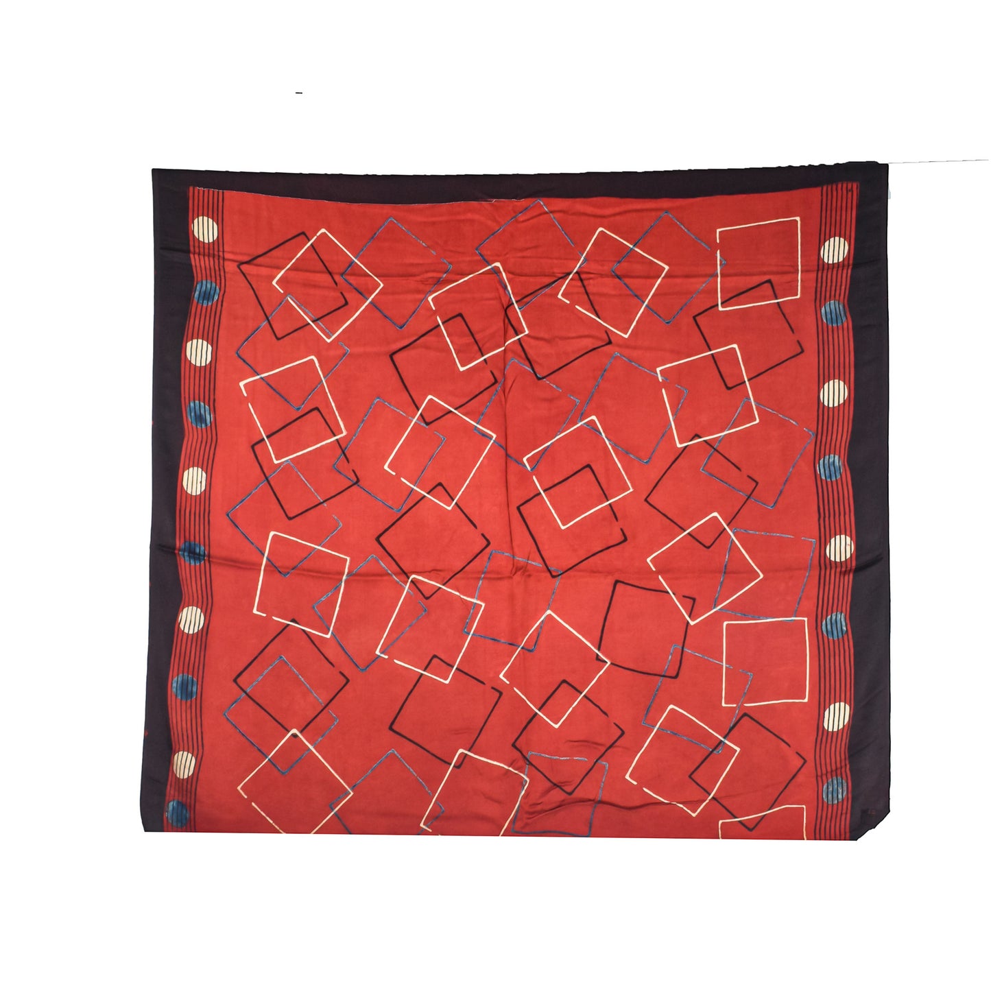 Ajrakh Modal Silk Natural Dye Hand Block Print Saree with Blouse Piece - 5.5 Mtr Length    -  SKU : AI27A01Q