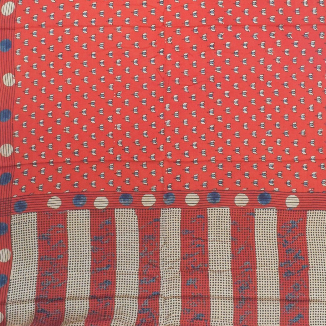 Ajrakh Modal Silk Natural Dye Hand Block Print Saree with Blouse Piece - 5.5 Mtr Length    -  SKU : AI27A01Q