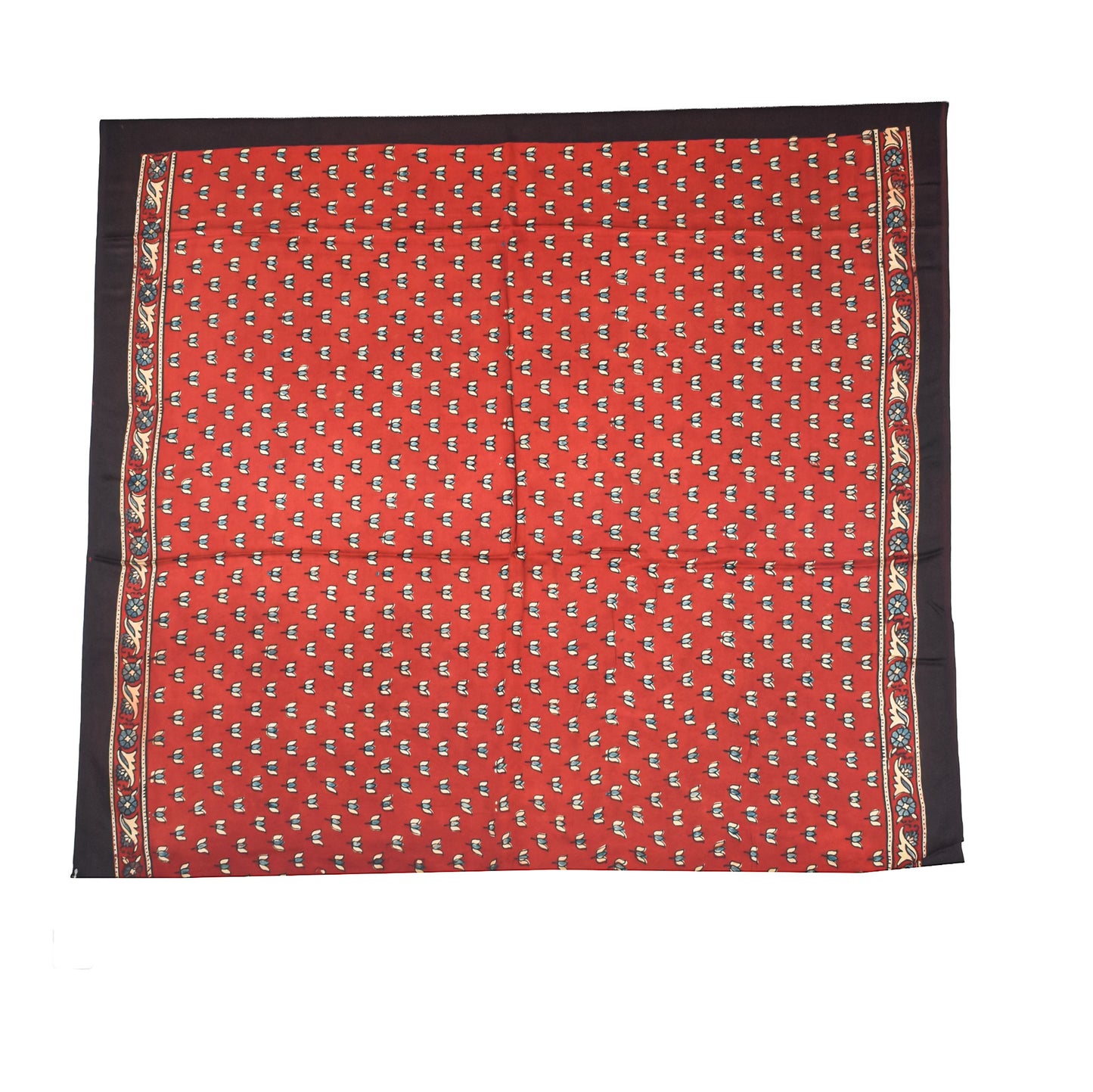 Ajrakh Modal Silk Natural Dye Hand Block Print Saree with Blouse Piece - 5.5 Mtr Length    -  SKU : AI27A01R