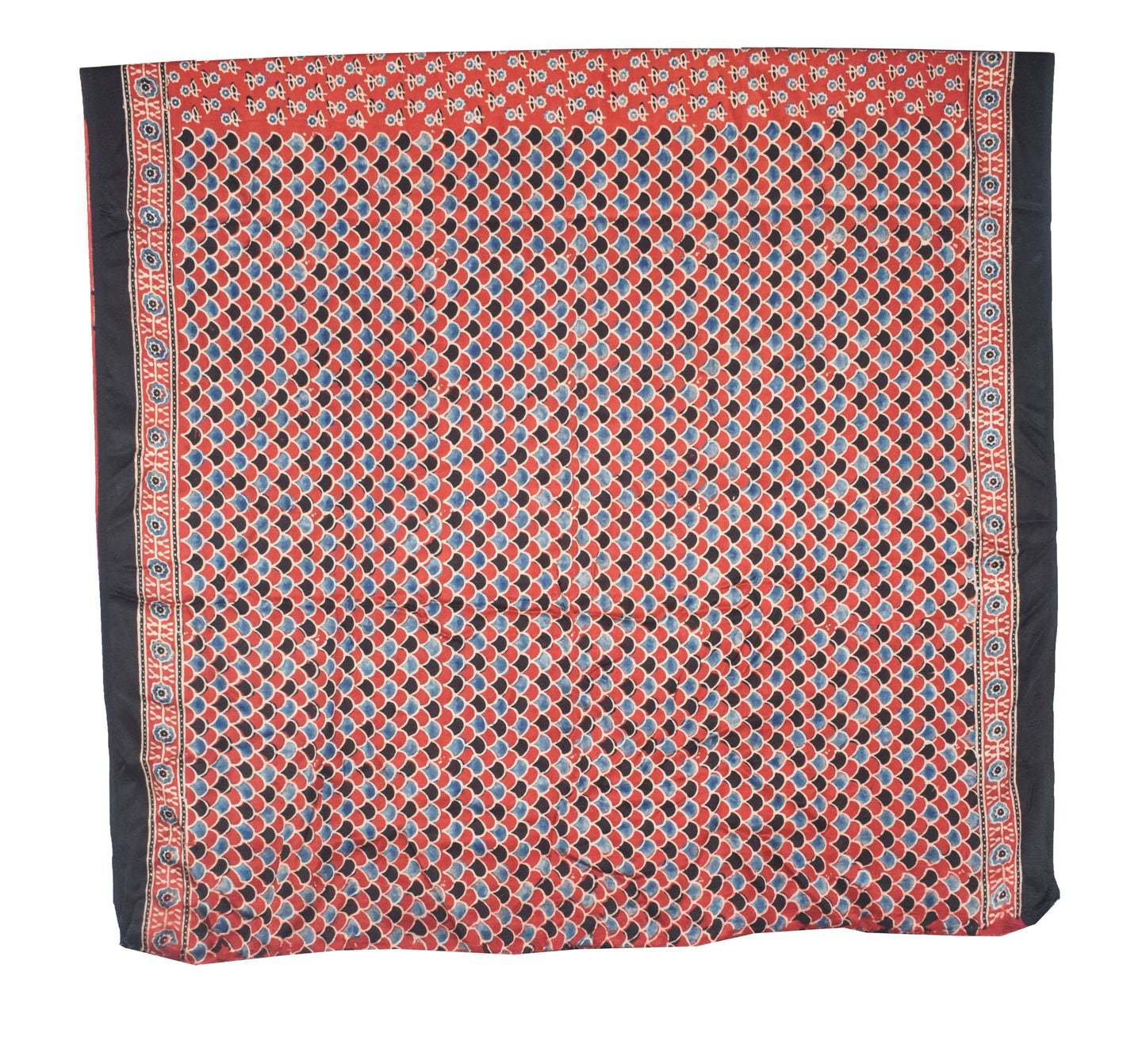 Ajrakh Modal Silk Natural Dye Hand Block Print Saree with Blouse Piece - 5.5 Mtr Length   -  SKU : SI01701A