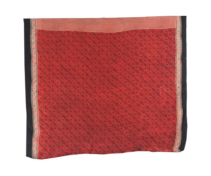 Ajrakh Modal Silk Natural Dye Hand Block Print Saree with Blouse Piece - 5.5 Mtr Length    -  SKU : ZD12801A
