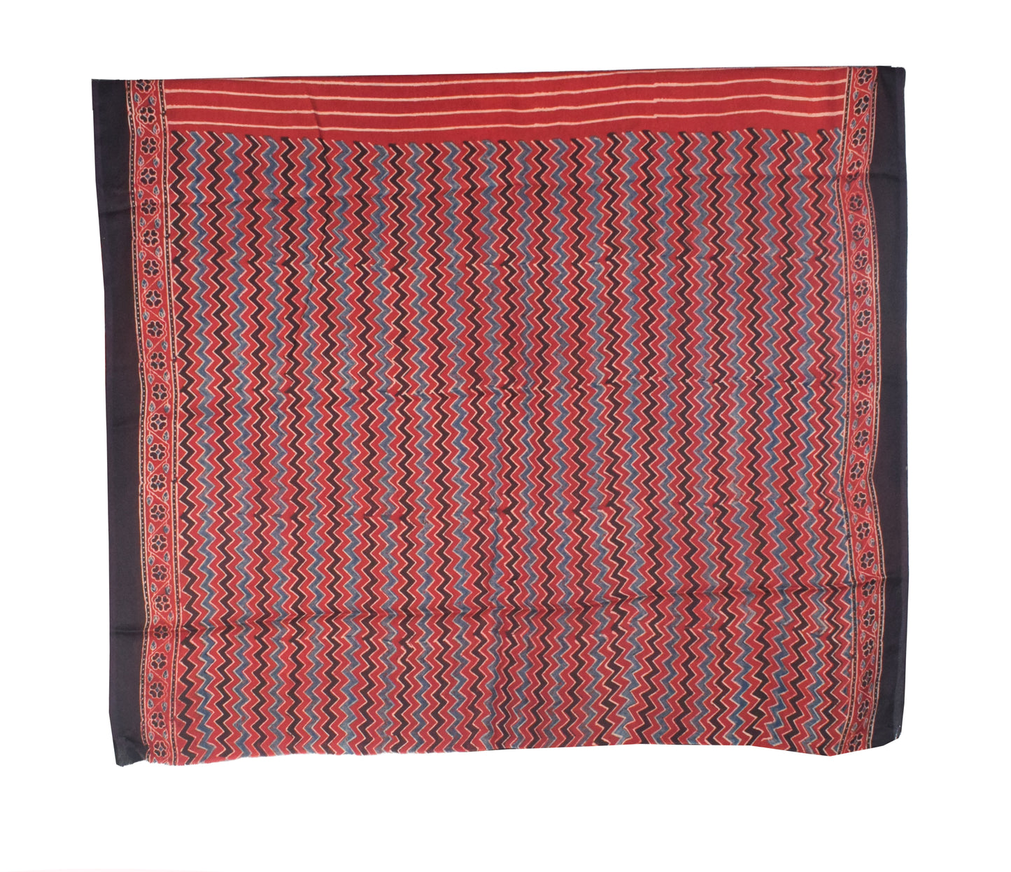 Ajrakh Modal Silk Natural Dye Hand Block Print Saree with Blouse Piece - 5.5 Mtr Length    -  SKU : ZD19201A