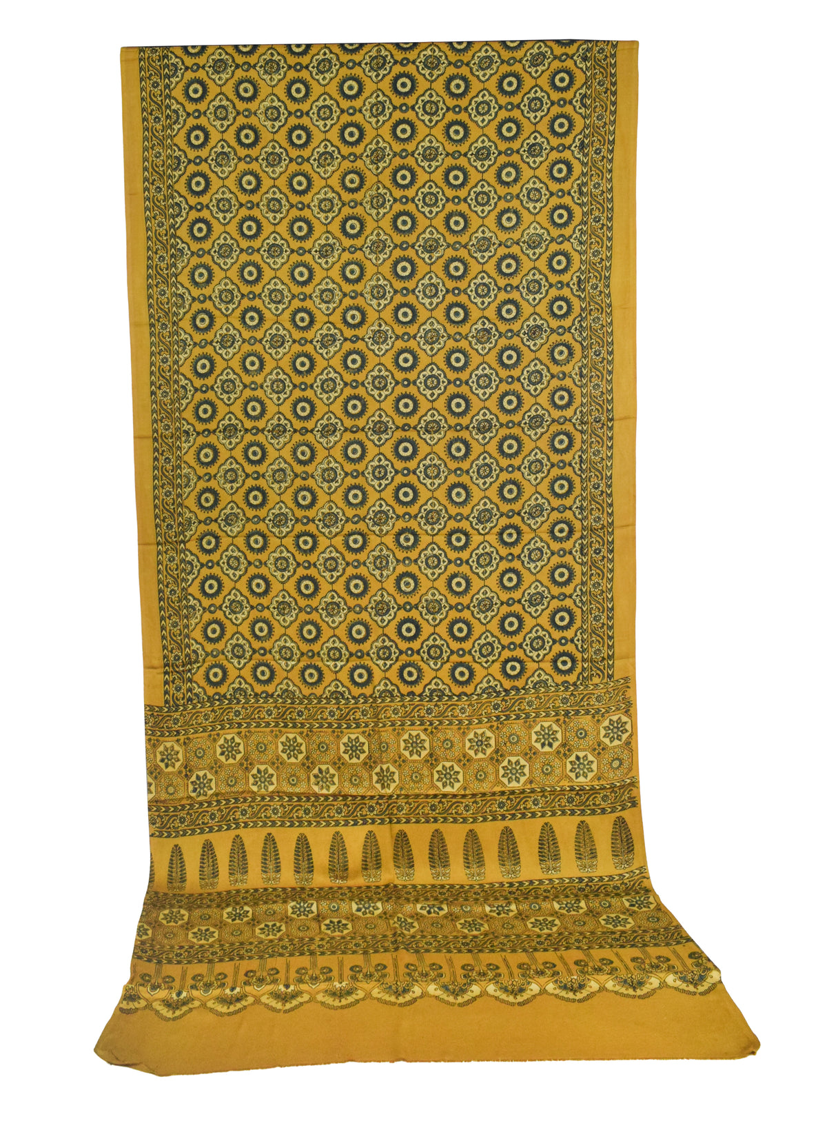 Ajrakh Modal Silk Natural Dye Hand Block Print Saree with Blouse Piece - 5.5 Mtr Length   -  SKU : AI18801E