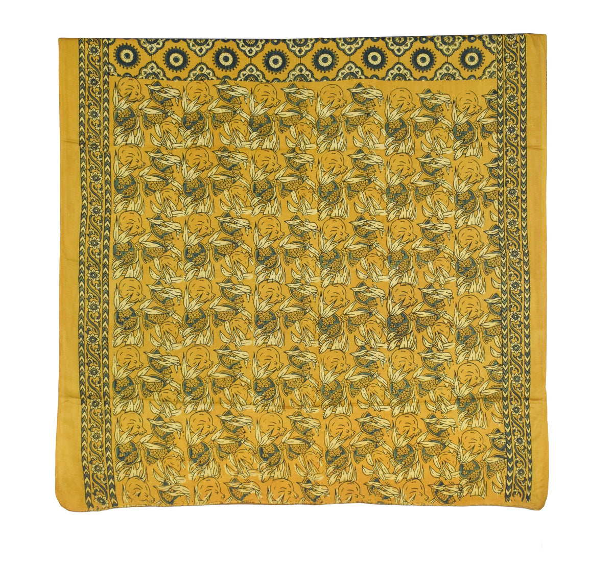 Ajrakh Modal Silk Natural Dye Hand Block Print Saree with Blouse Piece - 5.5 Mtr Length   -  SKU : AI18801E