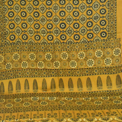 Ajrakh Modal Silk Natural Dye Hand Block Print Saree with Blouse Piece - 5.5 Mtr Length   -  SKU : AI18801E