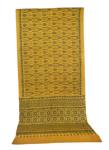Ajrakh Modal Silk Natural Dye Hand Block Print Saree with Blouse Piece - 5.5 Mtr Length   -  SKU : AI18801O