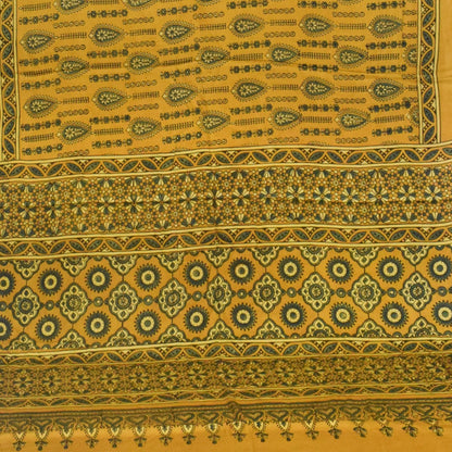 Ajrakh Modal Silk Natural Dye Hand Block Print Saree with Blouse Piece - 5.5 Mtr Length   -  SKU : AI18801O