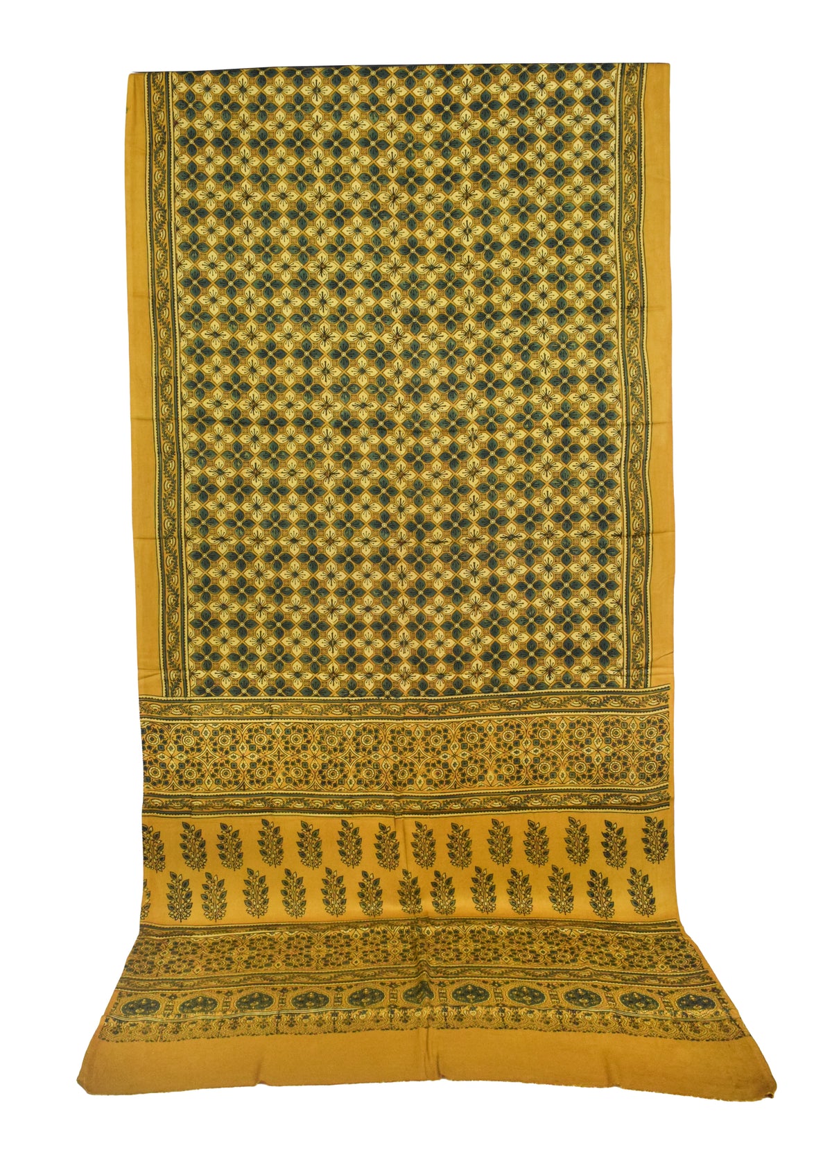 Ajrakh Modal Silk Natural Dye Hand Block Print Saree with Blouse Piece - 5.5 Mtr Length   -  SKU : AI18801T