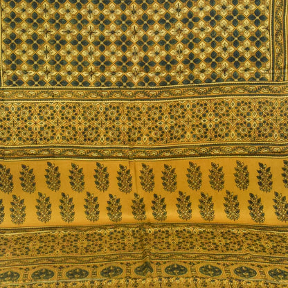 Ajrakh Modal Silk Natural Dye Hand Block Print Saree with Blouse Piece - 5.5 Mtr Length   -  SKU : AI18801T