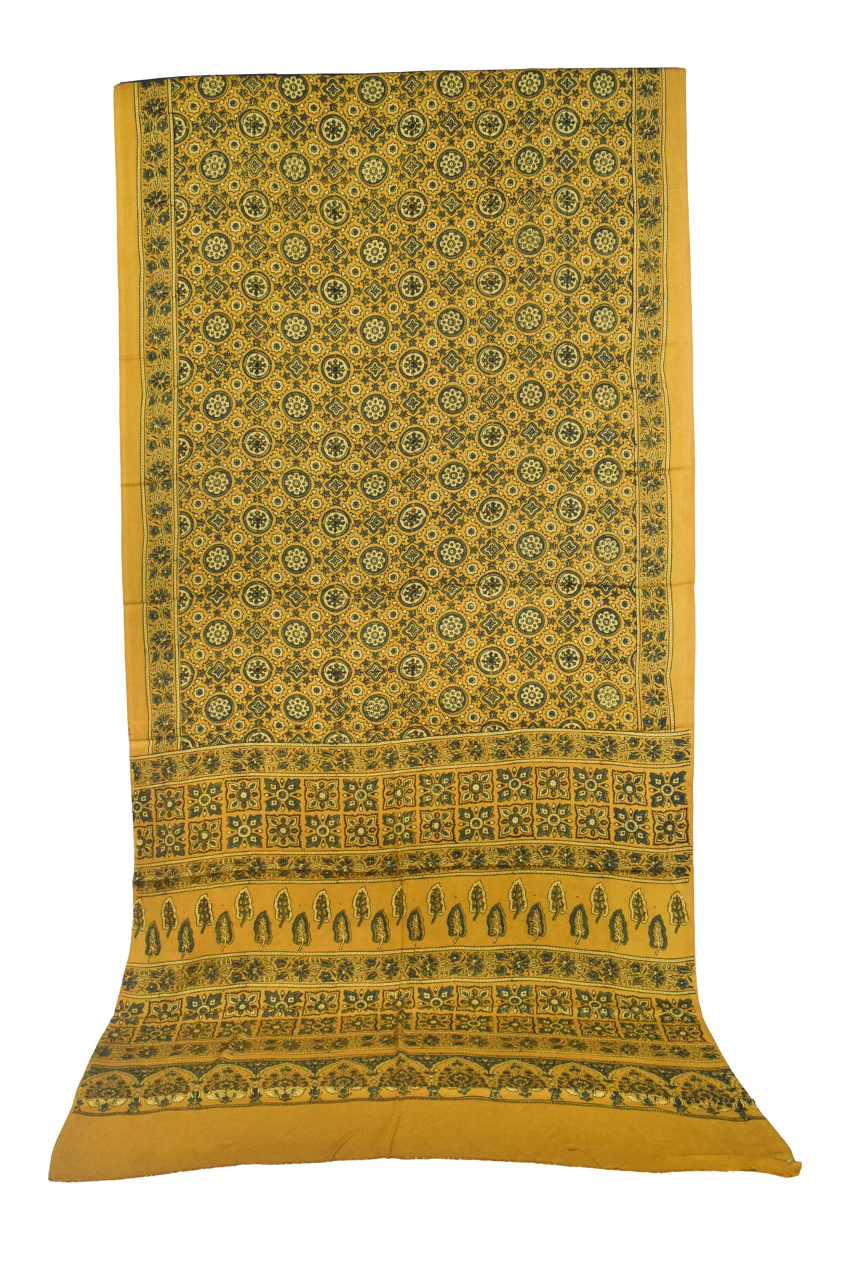 Ajrakh Modal Silk Natural Dye Hand Block Print Saree with Blouse Piece - 5.5 Mtr Length   -  SKU : AI18801Y