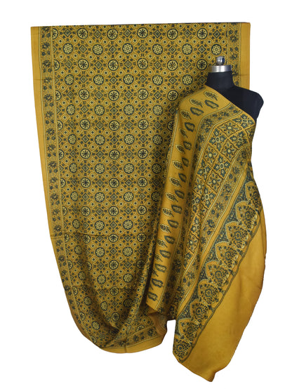 Ajrakh Modal Silk Natural Dye Hand Block Print Saree with Blouse Piece - 5.5 Mtr Length   -  SKU : AI18801Y
