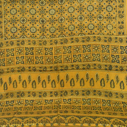 Ajrakh Modal Silk Natural Dye Hand Block Print Saree with Blouse Piece - 5.5 Mtr Length   -  SKU : AI18801Y