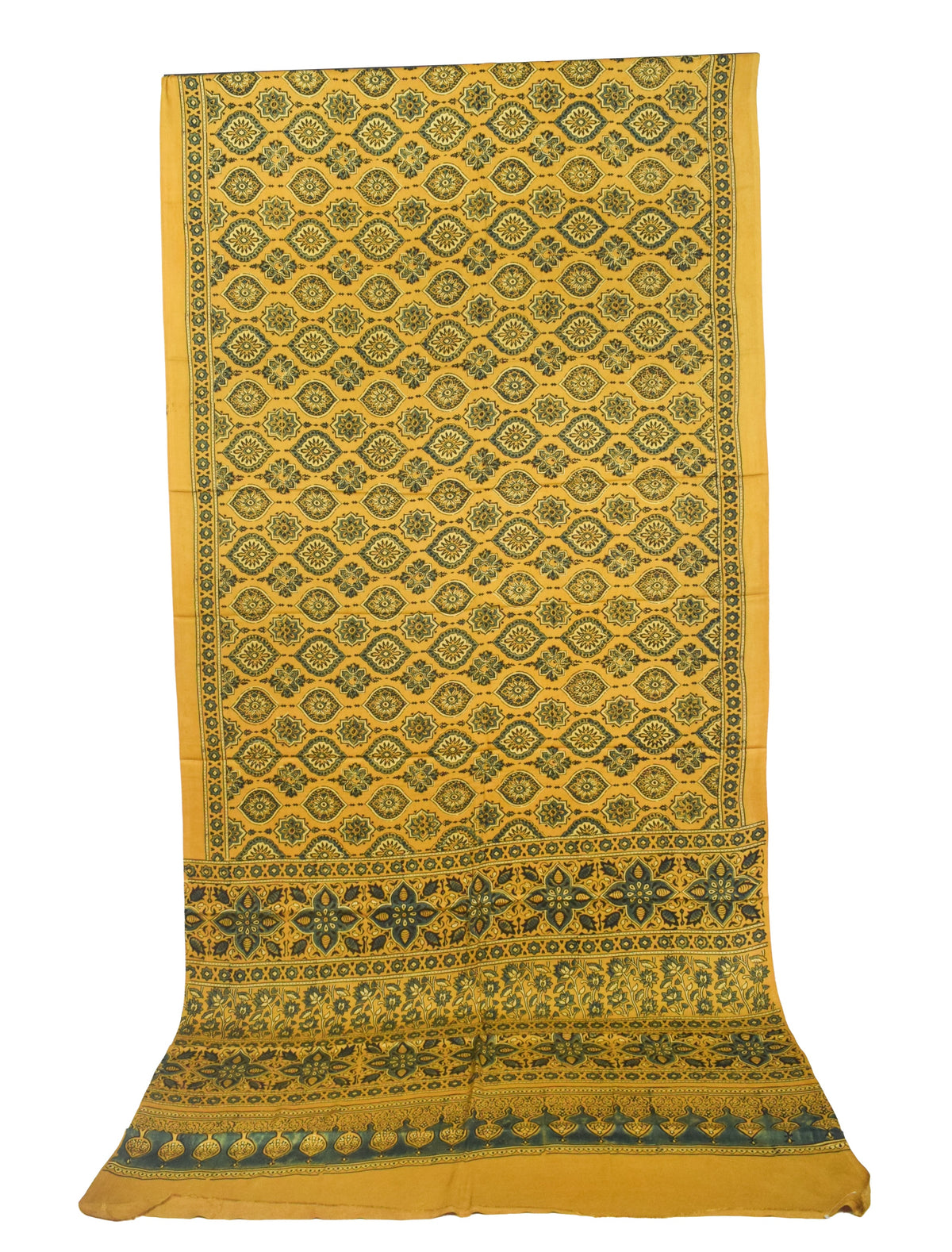 Ajrakh Modal Silk Natural Dye Hand Block Print Saree with Blouse Piece - 5.5 Mtr Length   -  SKU : AI1880AD