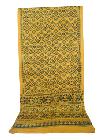 Ajrakh Modal Silk Natural Dye Hand Block Print Saree with Blouse Piece - 5.5 Mtr Length   -  SKU : AI1880AD