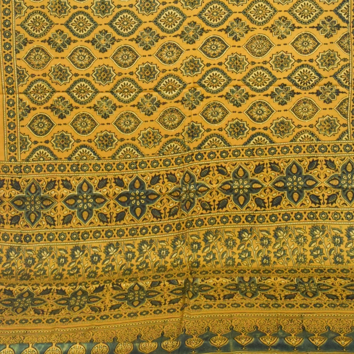 Ajrakh Modal Silk Natural Dye Hand Block Print Saree with Blouse Piece - 5.5 Mtr Length   -  SKU : AI1880AD