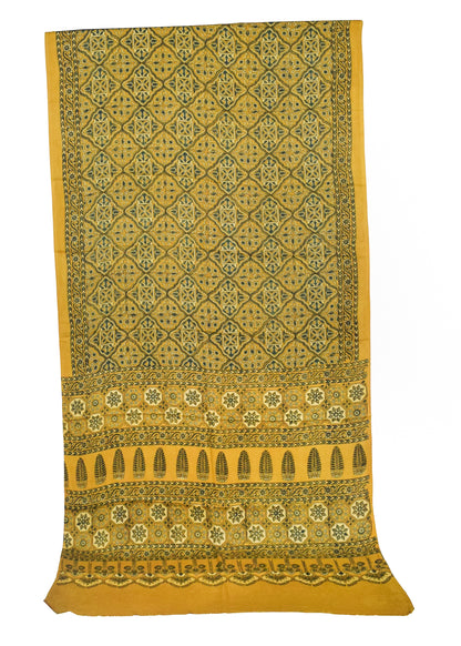 Ajrakh Modal Silk Natural Dye Hand Block Print Saree with Blouse Piece - 5.5 Mtr Length   -  SKU : AI1880AI