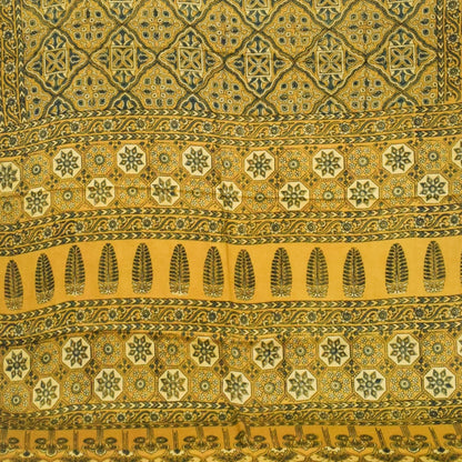 Ajrakh Modal Silk Natural Dye Hand Block Print Saree with Blouse Piece - 5.5 Mtr Length   -  SKU : AI1880AI