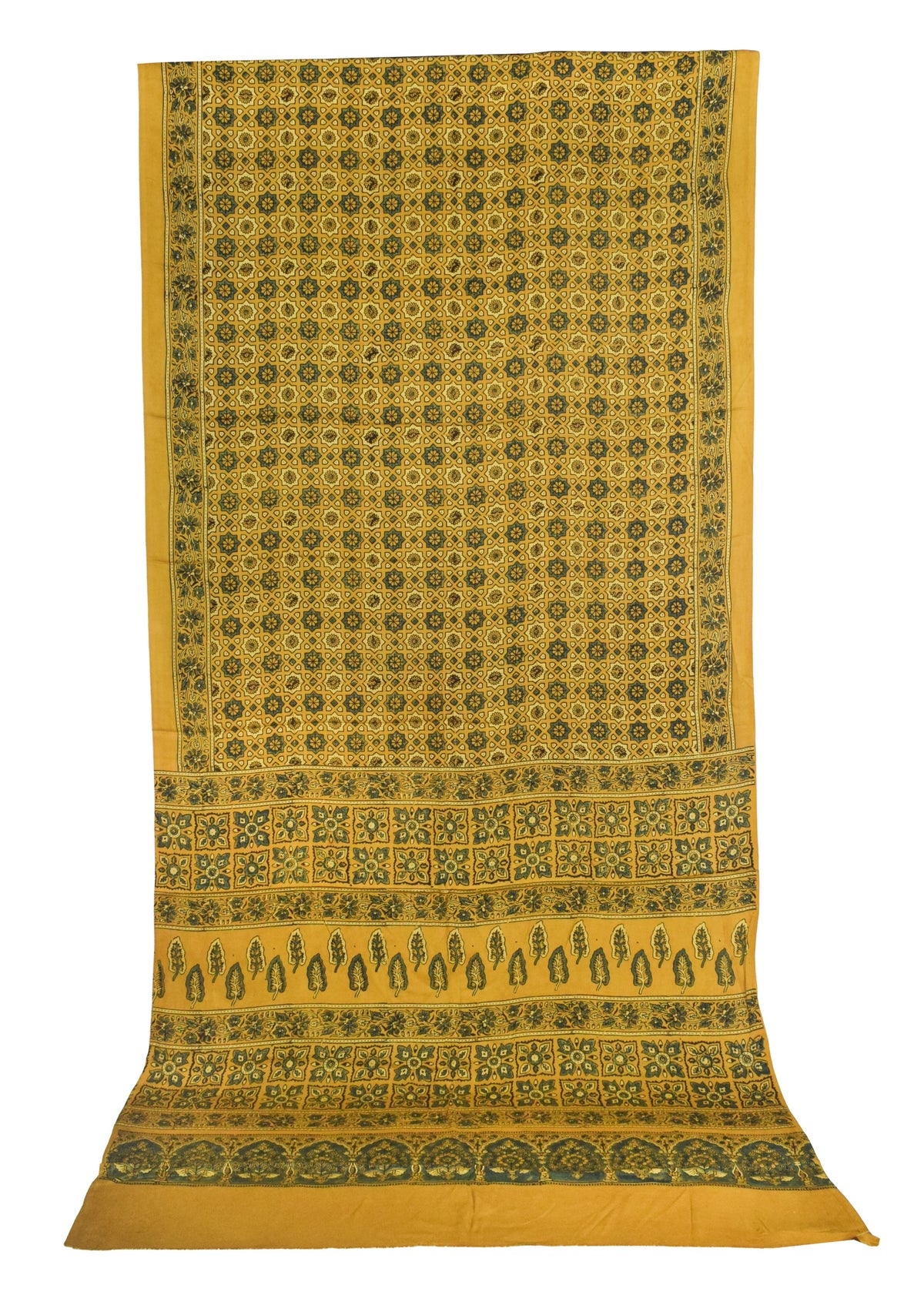 Ajrakh Modal Silk Natural Dye Hand Block Print Saree with Blouse Piece - 5.5 Mtr Length   -  SKU : AI1880AN