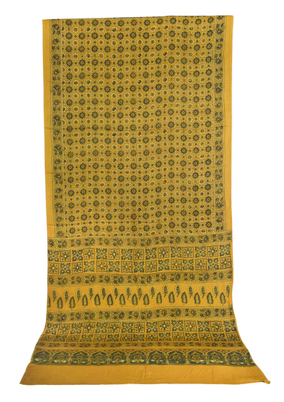 Ajrakh Modal Silk Natural Dye Hand Block Print Saree with Blouse Piece - 5.5 Mtr Length   -  SKU : AI1880AN