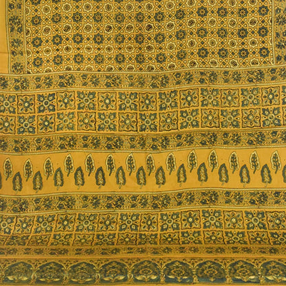 Ajrakh Modal Silk Natural Dye Hand Block Print Saree with Blouse Piece - 5.5 Mtr Length   -  SKU : AI1880AN