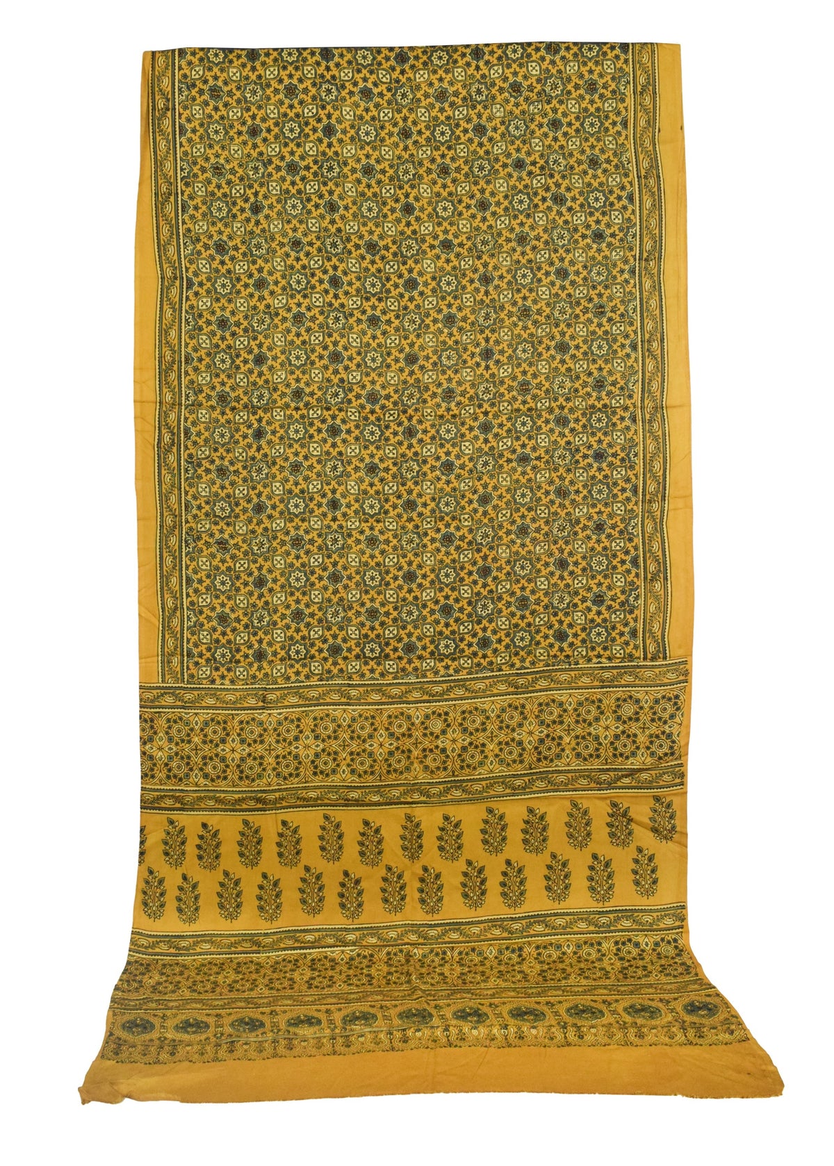 Ajrakh Modal Silk Natural Dye Hand Block Print Saree with Blouse Piece - 5.5 Mtr Length   -  SKU : AI1880AS