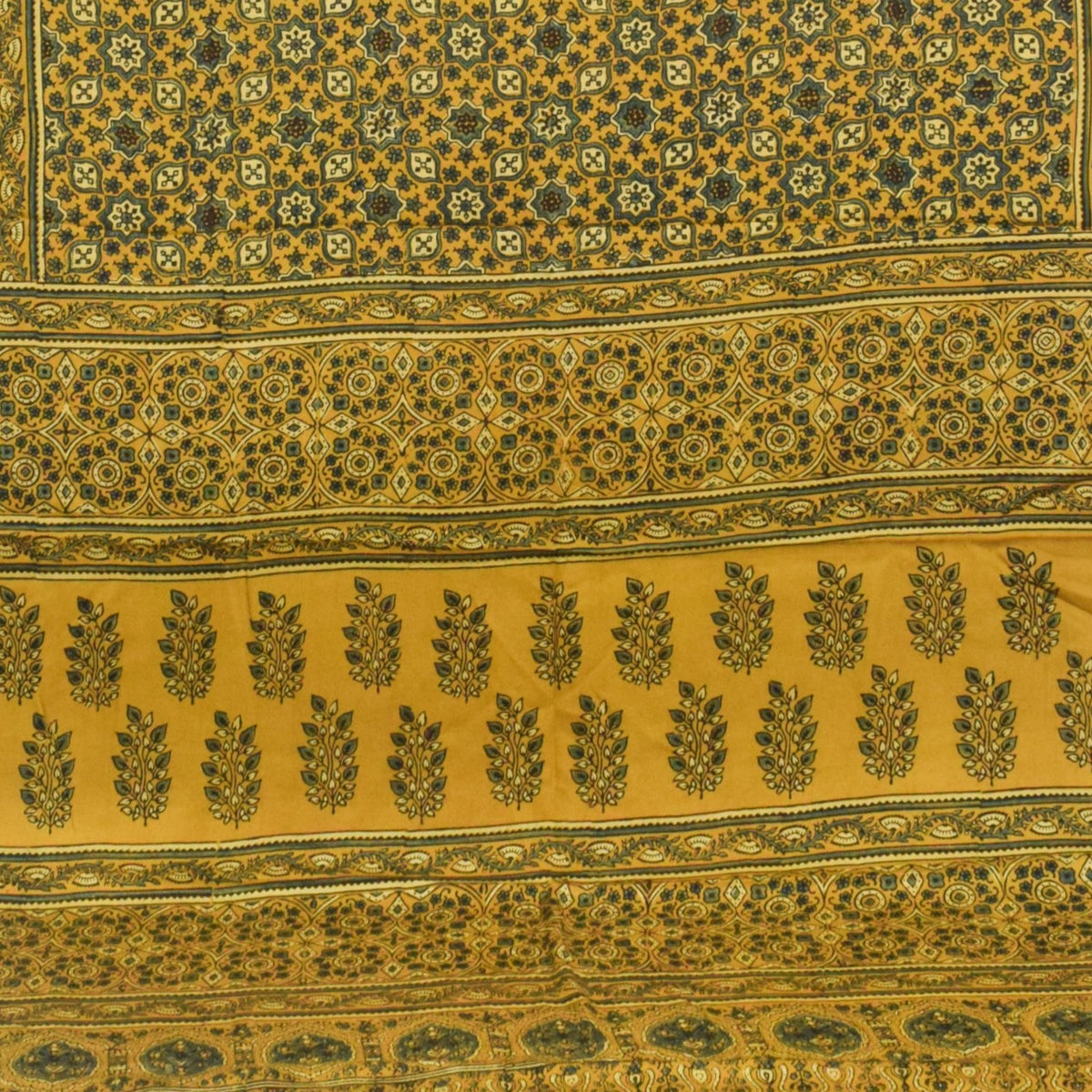 Ajrakh Modal Silk Natural Dye Hand Block Print Saree with Blouse Piece - 5.5 Mtr Length   -  SKU : AI1880AS