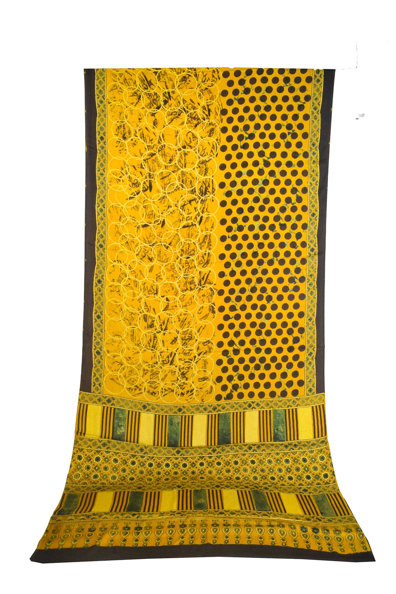 Ajrakh Modal Silk Natural Dye Hand Block Print Saree with Blouse Piece - 5.5 Mtr Length    -  SKU : AI27A01F