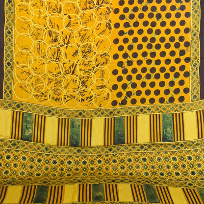 Ajrakh Modal Silk Natural Dye Hand Block Print Saree with Blouse Piece - 5.5 Mtr Length    -  SKU : AI27A01F