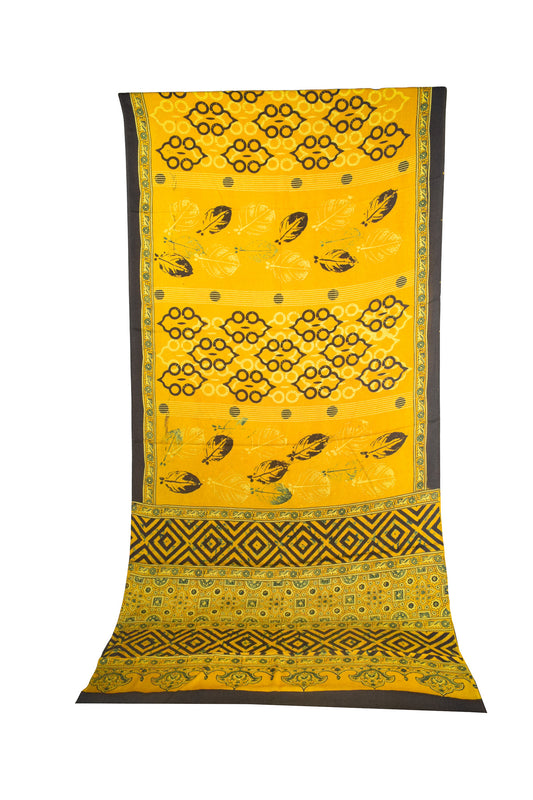 Ajrakh Modal Silk Natural Dye Hand Block Print Saree with Blouse Piece - 5.5 Mtr Length    -  SKU : AI27A01H