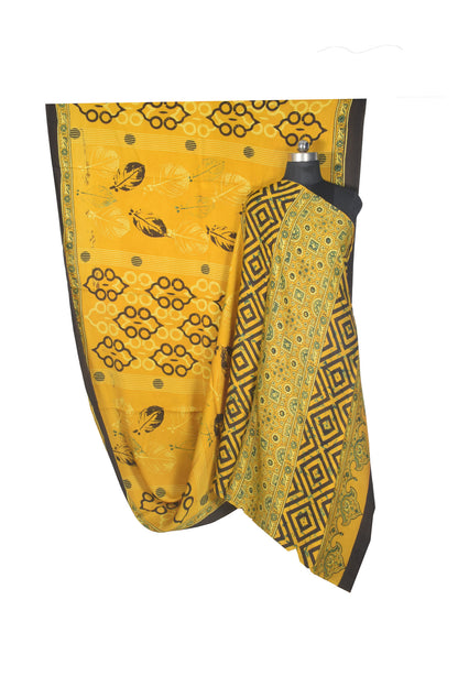 Ajrakh Modal Silk Natural Dye Hand Block Print Saree with Blouse Piece - 5.5 Mtr Length    -  SKU : AI27A01H