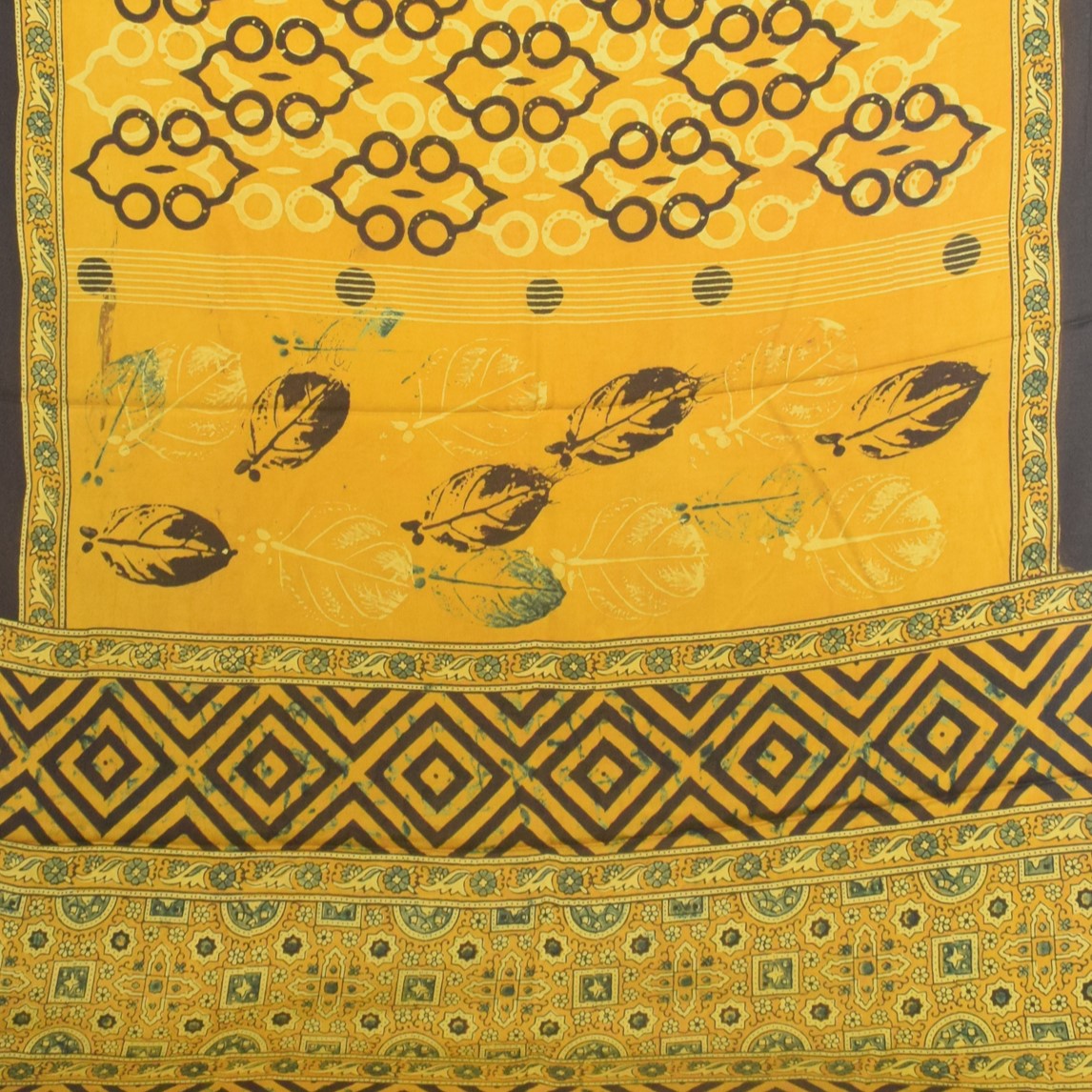 Ajrakh Modal Silk Natural Dye Hand Block Print Saree with Blouse Piece - 5.5 Mtr Length    -  SKU : AI27A01H