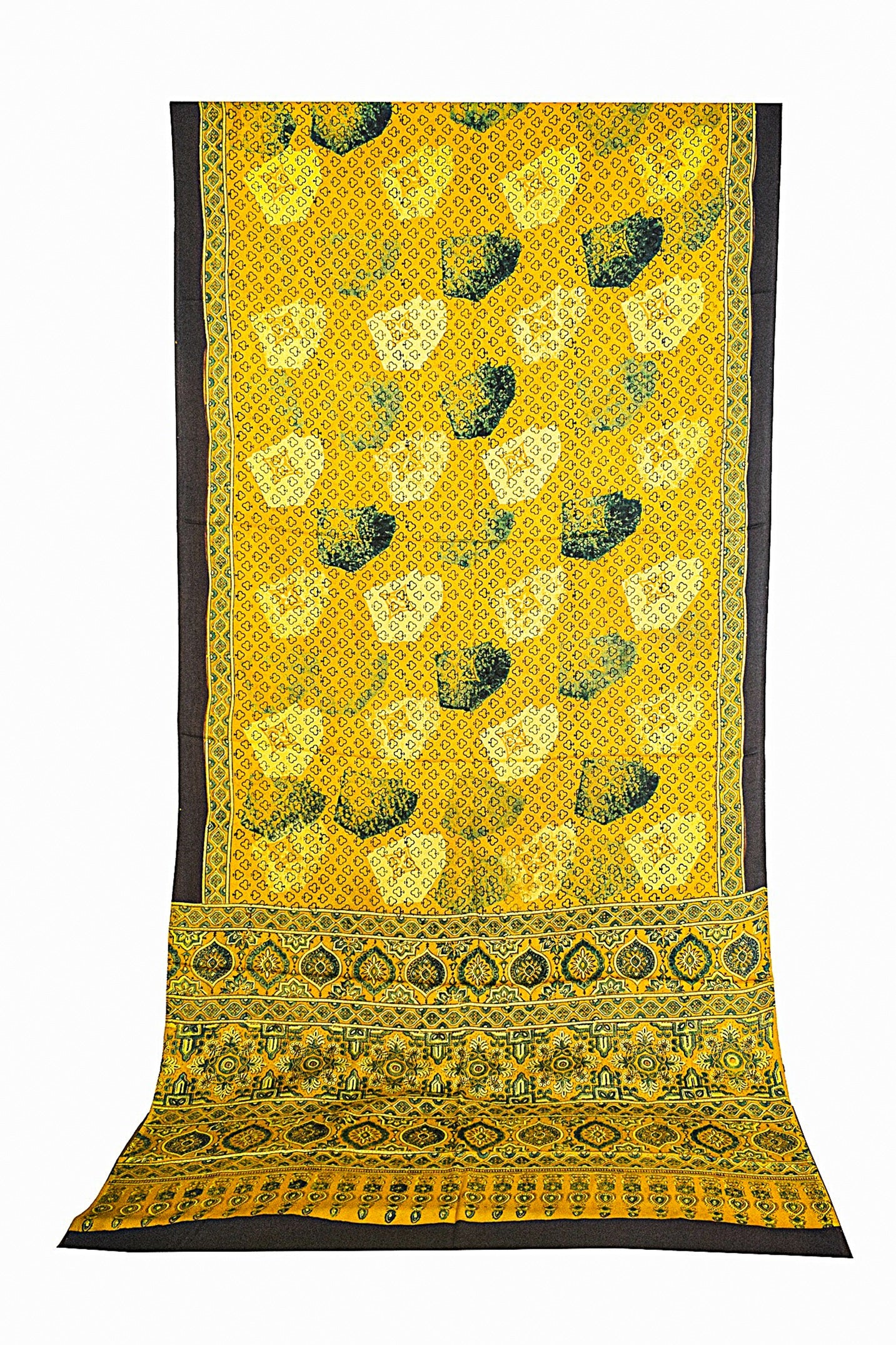 Ajrakh Modal Silk Natural Dye Hand Block Print Saree with Blouse Piece - 5.5 Mtr Length    -  SKU : AI27A01I
