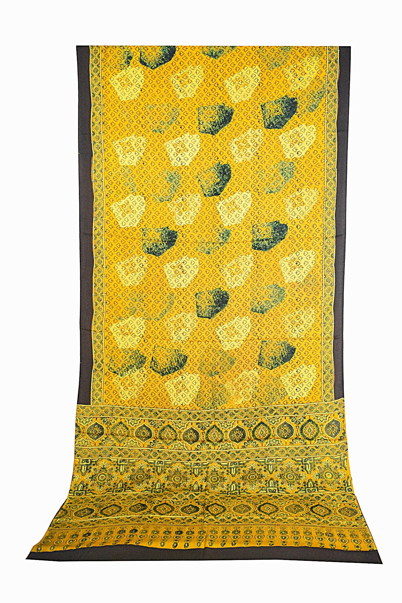 Ajrakh Modal Silk Natural Dye Hand Block Print Saree with Blouse Piece - 5.5 Mtr Length    -  SKU : AI27A01I