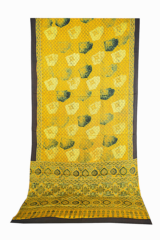 Ajrakh Modal Silk Natural Dye Hand Block Print Saree with Blouse Piece - 5.5 Mtr Length    -  SKU : AI27A01I