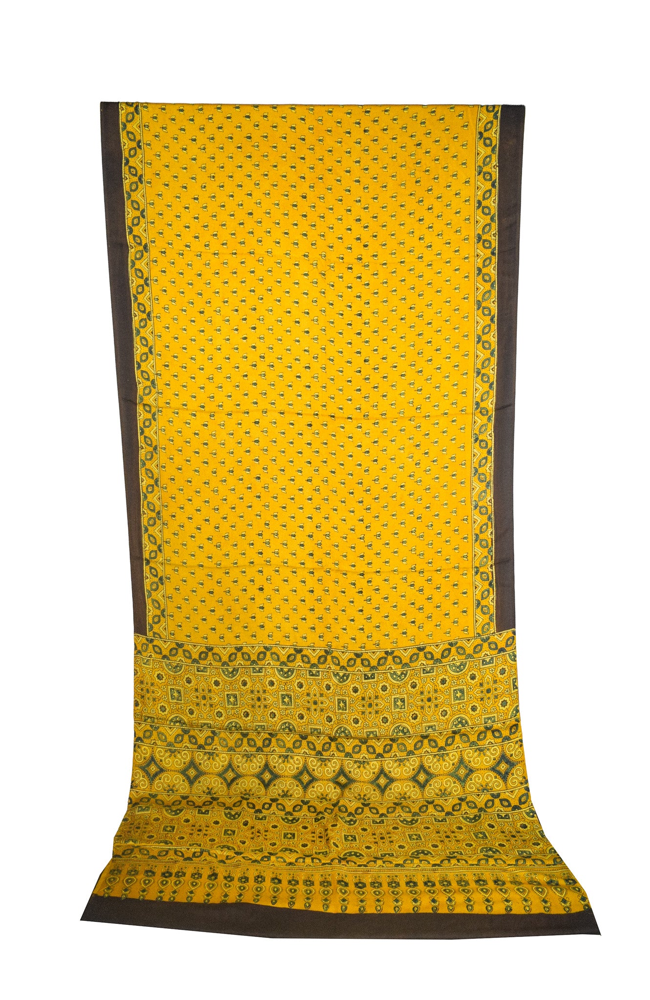 Ajrakh Modal Silk Natural Dye Hand Block Print Saree with Blouse Piece - 5.5 Mtr Length    -  SKU : AI27A01J