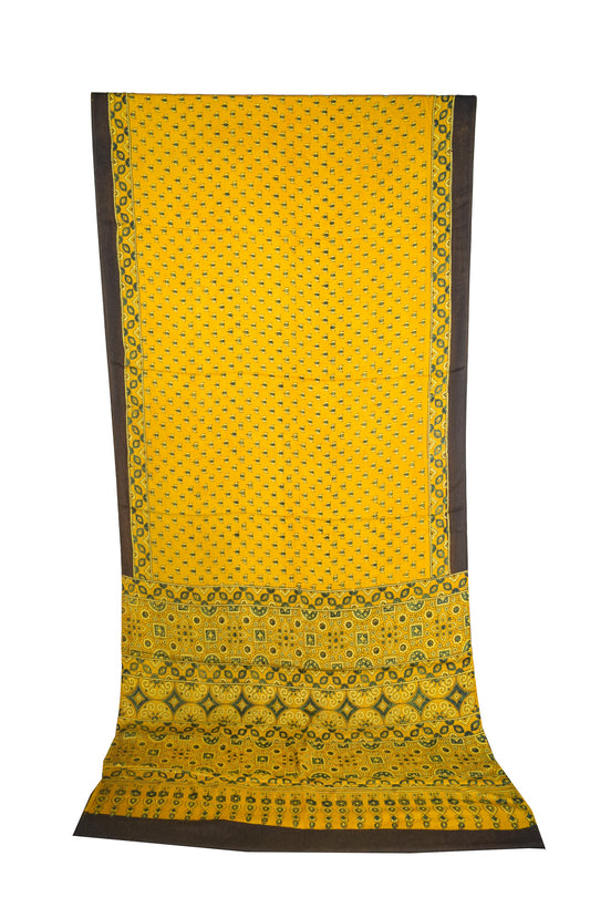 Ajrakh Modal Silk Natural Dye Hand Block Print Saree with Blouse Piece - 5.5 Mtr Length    -  SKU : AI27A01J