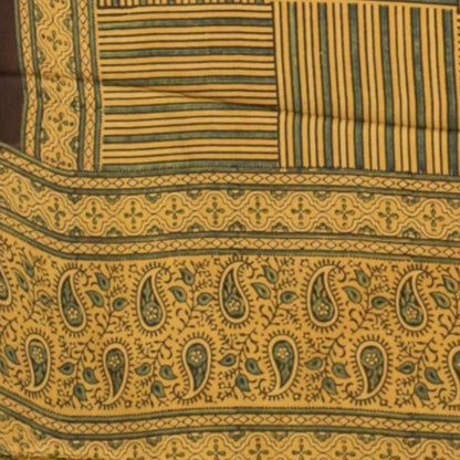 Ajrakh Modal Silk Natural Dye Hand Block Print Saree  with Ajrakh Blouse Piece  - 6 Mtr Length    -  SKU : ID14C01L