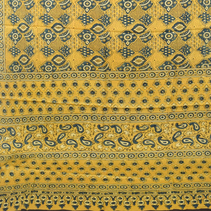 Ajrakh Modal Silk Natural Dye Hand Block Print Saree with Blouse Piece - 5.5 Mtr Length   -  SKU : MS09501C